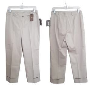 NWT Caslon Khaki Tan Rolled Hem Trouser Pants Size 8